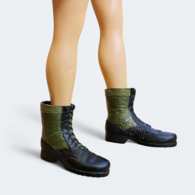 1/6 Scale Male Black & Green Military Combat Boots – for 12" Figure (Pre-Owned)