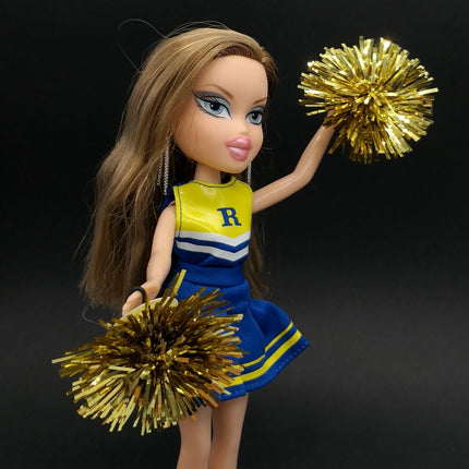 Cheerleader Uniform Top & Skirt Pom Pom – for Licca Bratz Dolls (Re-ment, Pre-Owned)