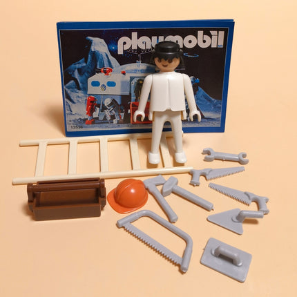 Vintage 1976 Playmobil MEXICO 13311 CONSTRUCTION CREW WORKER w TOOLS Lyra RARE