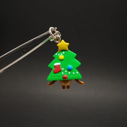 Nameko Mushroom Christmas Tree – 1.5" Keychain Charm (Rare, Pre-Owned)