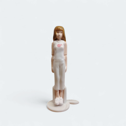 Rare 1/36 Momoko Doll White Outfit with Stand – 1.75" Figure (Pre-Owned)