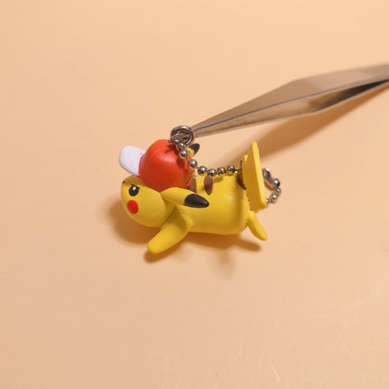 Pokemon Attack Pikachu 1" Mini Figure – Charm Keychain (Bandai, Pre-Owned)