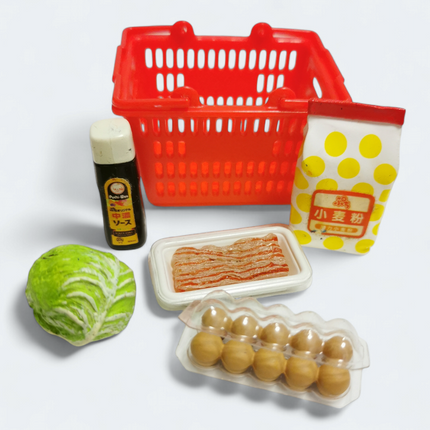 Re-Ment Petit Supermarket 2003 #9 Brown Eggs, Cabbage & Bacon – Dollhouse Food