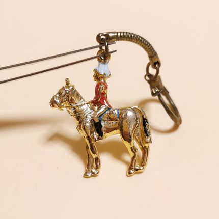 Vintage British Royal Guard Soldier on Horse – 1.5" Metal Keychain (Pre-Owned)