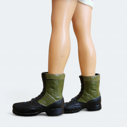 1/6 Scale Male Black & Green Military Combat Boots – for 12" Figure (Pre-Owned)