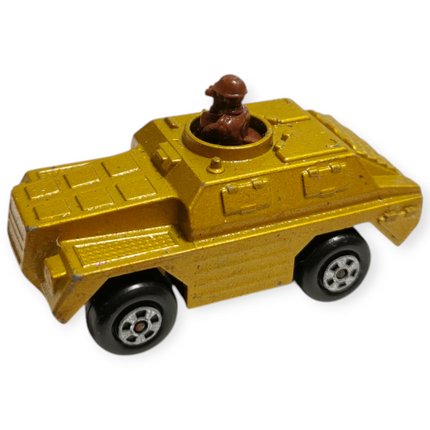 Matchbox Rolamatics #28 Armored Car Gold – Army Tank Car (1973, Pre-Owned)
