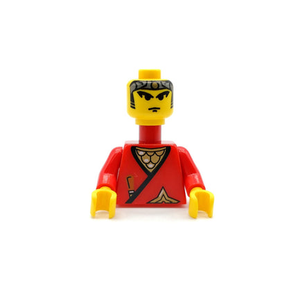 LEGO Ninja Red Minifigure Head with Gold Bandana & Red Wrap Torso – cas050 (Pre-Owned)