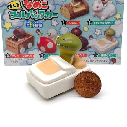Nameko Mushroom Sleeping in Bed 1.5" Pull-Back Car – Re-Ment (Pre-Owned)