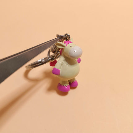 Pink Beige Chubby Donkey 1.25" Keychain – Mini Figure by Simba (Pre-Owned)