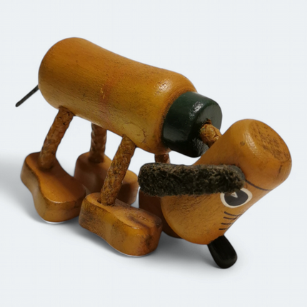 Japan Disney Wooden Pluto 4" Doll – Retro Young Epoch Figure (Fair, Pre-Owned)