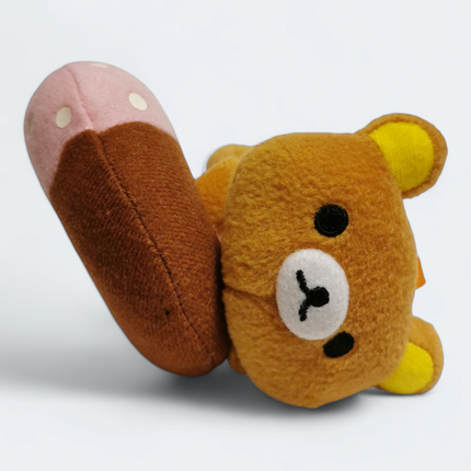 San-X Rilakkuma Brown Bear on Doughnut – 3" Plush Keyring (Pre-Owned)