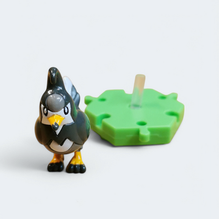 Pokemon Staravia 1" Mini Figure with Stand – Encyclopedia Zukan (Bandai, Pre-Owned)