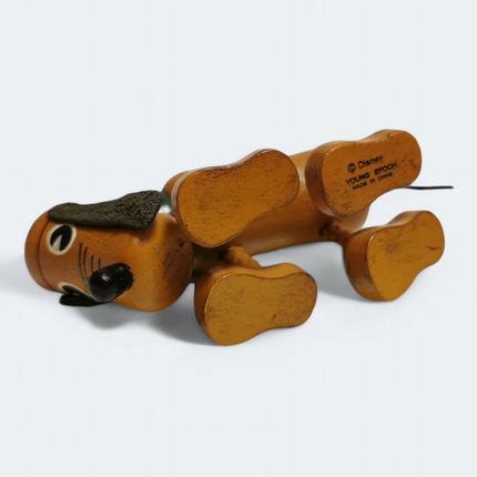 Japan Disney Wooden Pluto 4" Doll – Retro Young Epoch Figure (Fair, Pre-Owned)
