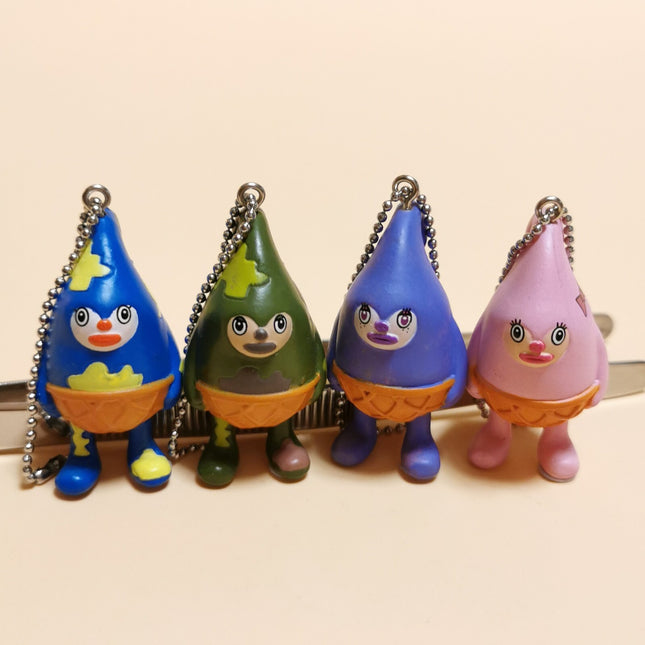 Lot of 4 Colorful Ice Cream Cone Man – 1.5" Mini Figure (Run'A Japan, Pre-Owned)