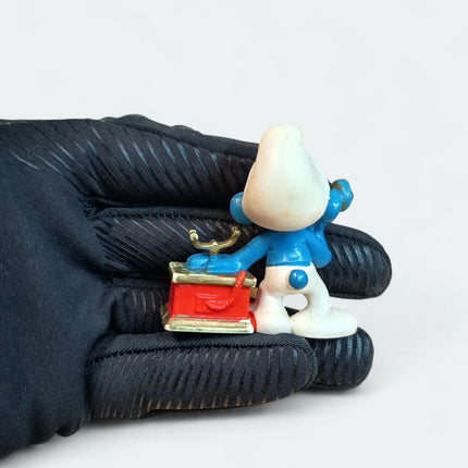 The Smurfs SMURF BOY w TELEPHONE 2" Mini Figure Schleich Vintage Toy PEYO 1980