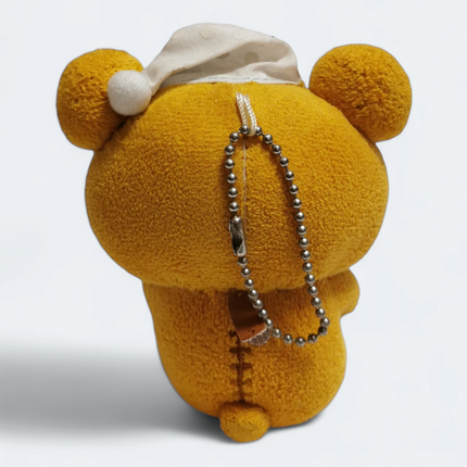 San-X Rilakkuma Brown Bear in Pajamas – 4.5" Plush Keychain (Pre-Owned)