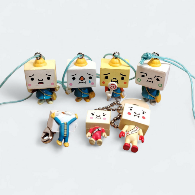 Tofu Oyako School Kids – Lot of 6 Keychain Charms (Devil Robots, Pre-Owned)
