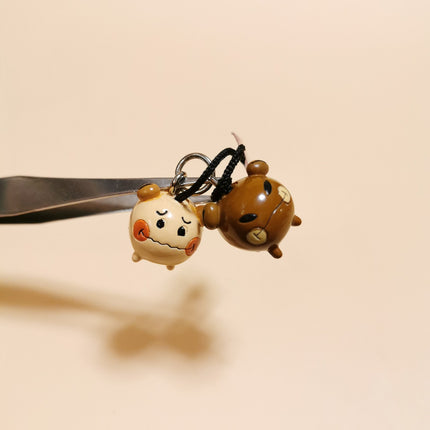 Mocainu Brown & Beige Coffee Bean Dog – 3/4" Keychain (Japan, Rare, Pre-Owned)