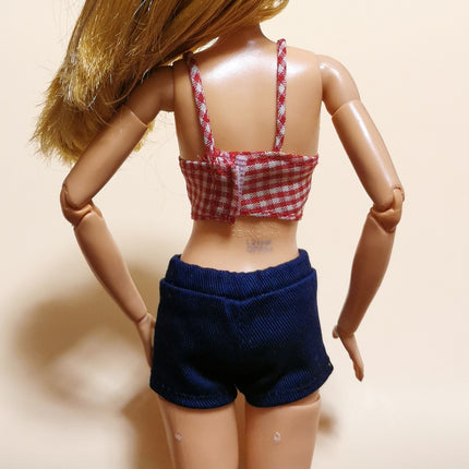 Red Gingham Top & Navy Shorts – Summer Casual (Pre-Owned)