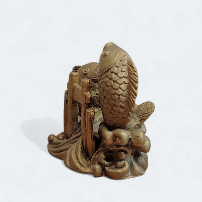 Feng Shui Fortune Bronze Color Double Carps Fish – 1" Mini Figure (Pre-Owned)