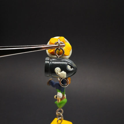 Super Mario Bro Luigi Koopa Shell & Bullet Bill – 1" Keychain Charm (Pre-Owned)