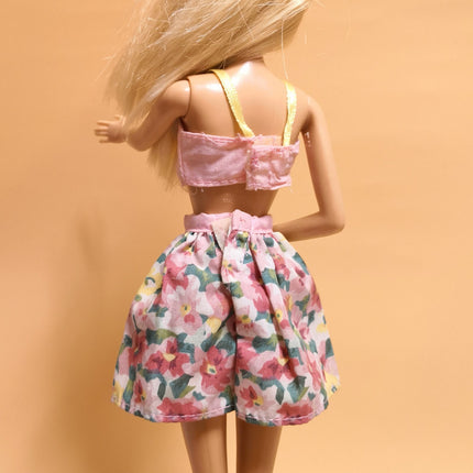 Barbie Doll Pink Floral Skirt & Top – Casual Fashion for Jenny (Pre-Owned)