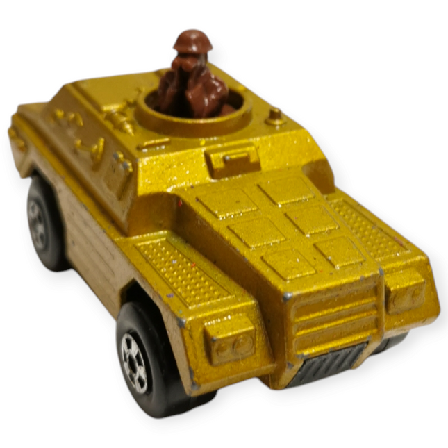 Matchbox Rolamatics #28 Armored Car Gold – Army Tank Car (1973, Pre-Owned)