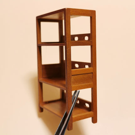 Miniature 4" Wooden Shelf – 1/12 Scale Dollhouse Study Room Furniture (Pre-Owned)