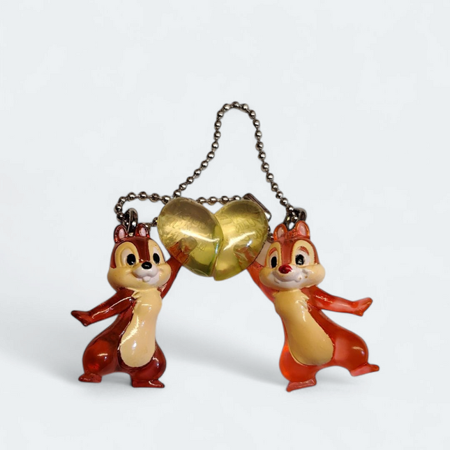 Disney Chip & Dale Clear Heart Charm – 1.5" Keychain (Yujin, Pre-Owned)