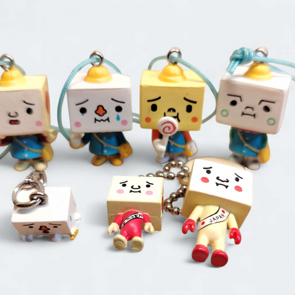 Tofu Oyako School Kids – Lot of 6 Keychain Charms (Devil Robots, Pre-Owned)