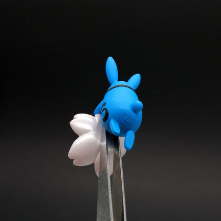 Blue Rabbit with Flower Cup-Rim Figure 1.5" – Tsukiuta Anime Toy (Pre-Owned)