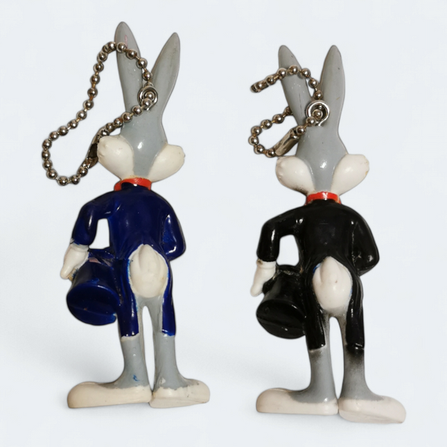 Looney Tunes MAGICIAN BUGS BUNNY 3.5" Mini Figure PVC KEYCHAIN Toy Lot of 2