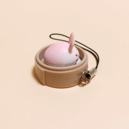 Rabbit Bun in Steamer 1" Keychain Charm – Dollhouse Food Miniature (Pre-Owned)