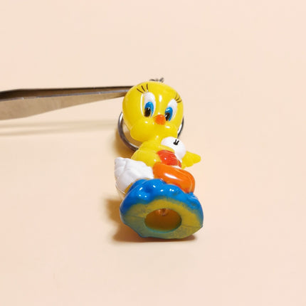Looney Tunes Tweety Bird Riding Duck – 2" PVC Keychain (Pre-Owned)