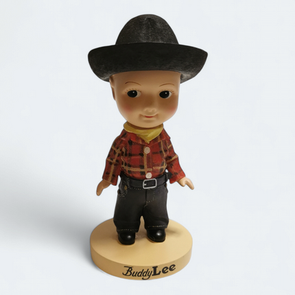 Buddy Lee in Checker Shirt Black Hat – 5.5" Bobblehead (Japan, Pre-Owned)