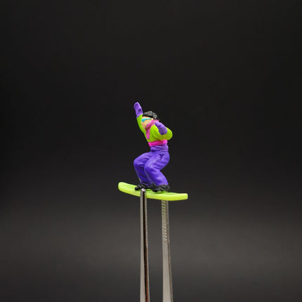 Toy Miniature Skiing Man in Purple Outfit – 1" Diorama Figure (Pre-Owned)