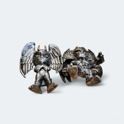 Banpresto DEVILMAN PVC KEYCHAIN CHARM 1.5" Mini Figure Metallic Gray Lot of 2